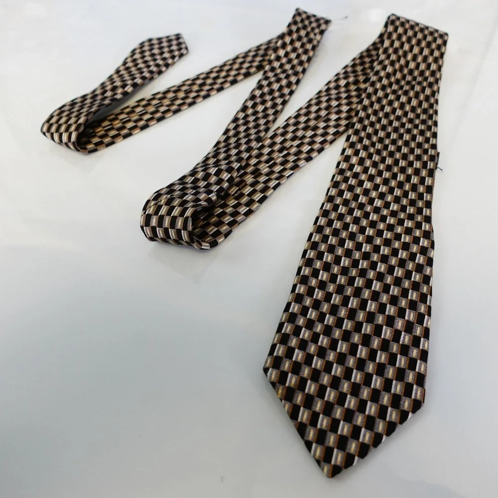 JOHN HENRY Neck Tie Mens Black Brown Short Designer Suit Art Classic Dark SKINNY